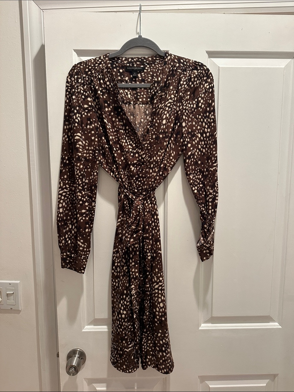 Banana Republic Brown Spotted Wrap Dress